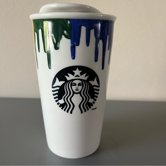 Starbucks Band‎ of Outsiders Rainbow Drip Ceramic Double Wall Cup Mug  12oz - Picture 1 of 8